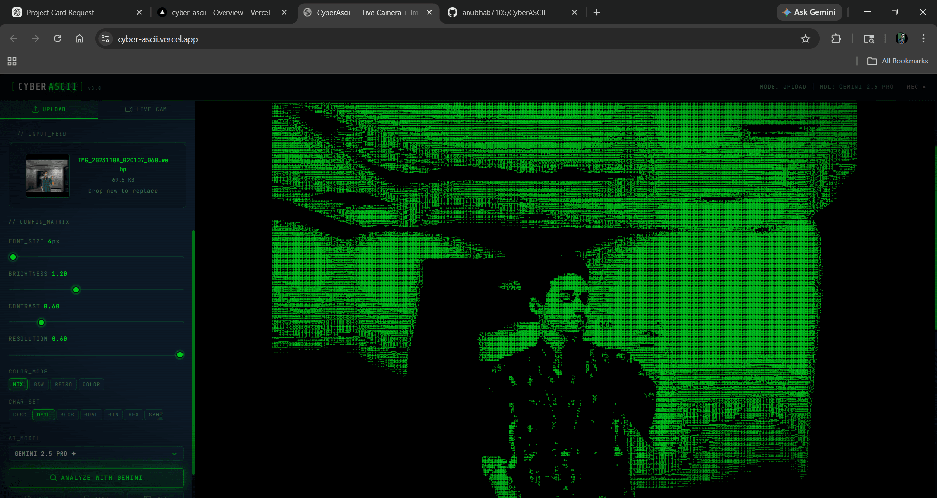 Screenshot of CYBERASCII